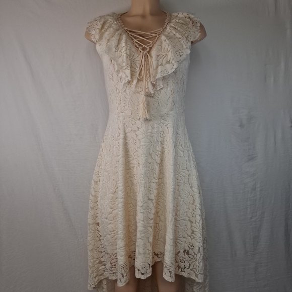 Ryu Cream Lace High Low Dress Size S - Picture 4 of 16